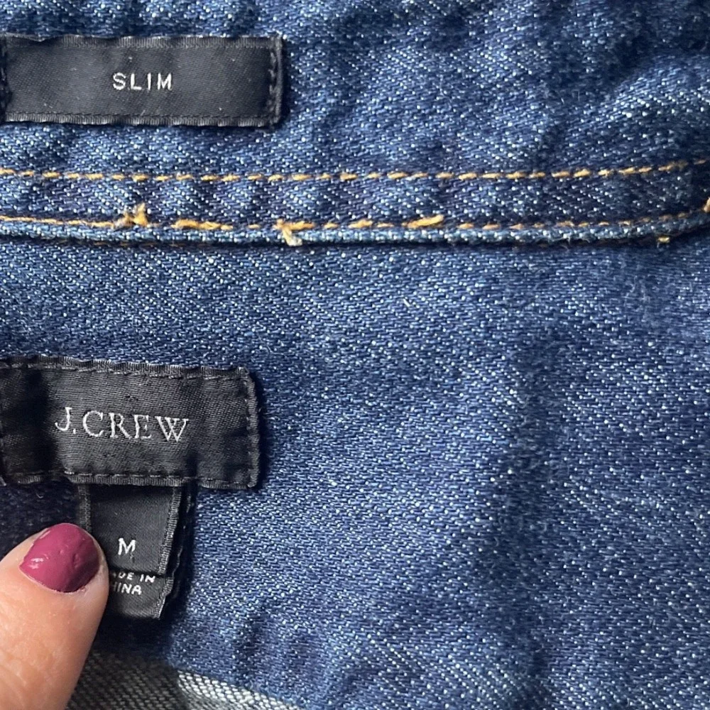 J. Crew Cotton Denim Dark Wash Button‎ Down Shirt M
